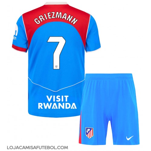 Camisa de Futebol Atletico Madrid Antoine Griezmann #7 Equipamento Alternativo Infantil 2025-26 Manga Curta (+ Calças curtas)